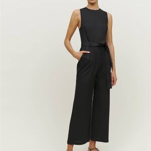 Reformation Black Cropped Wide-Leg Jumpsuit